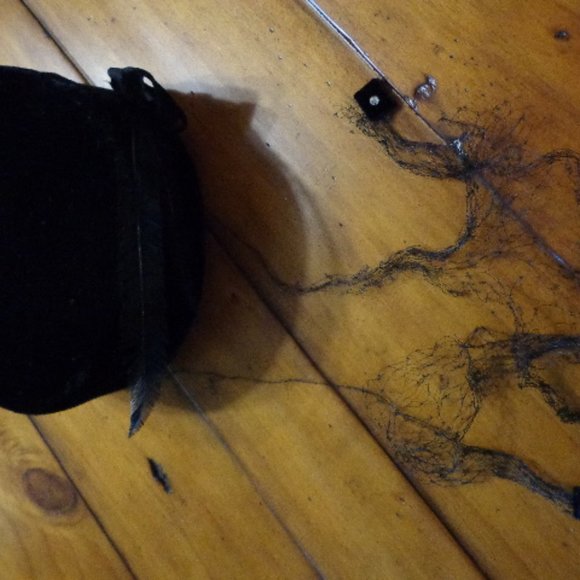 Hat Velvet Feathers Ladies Black Vintage - Picture 5 of 8